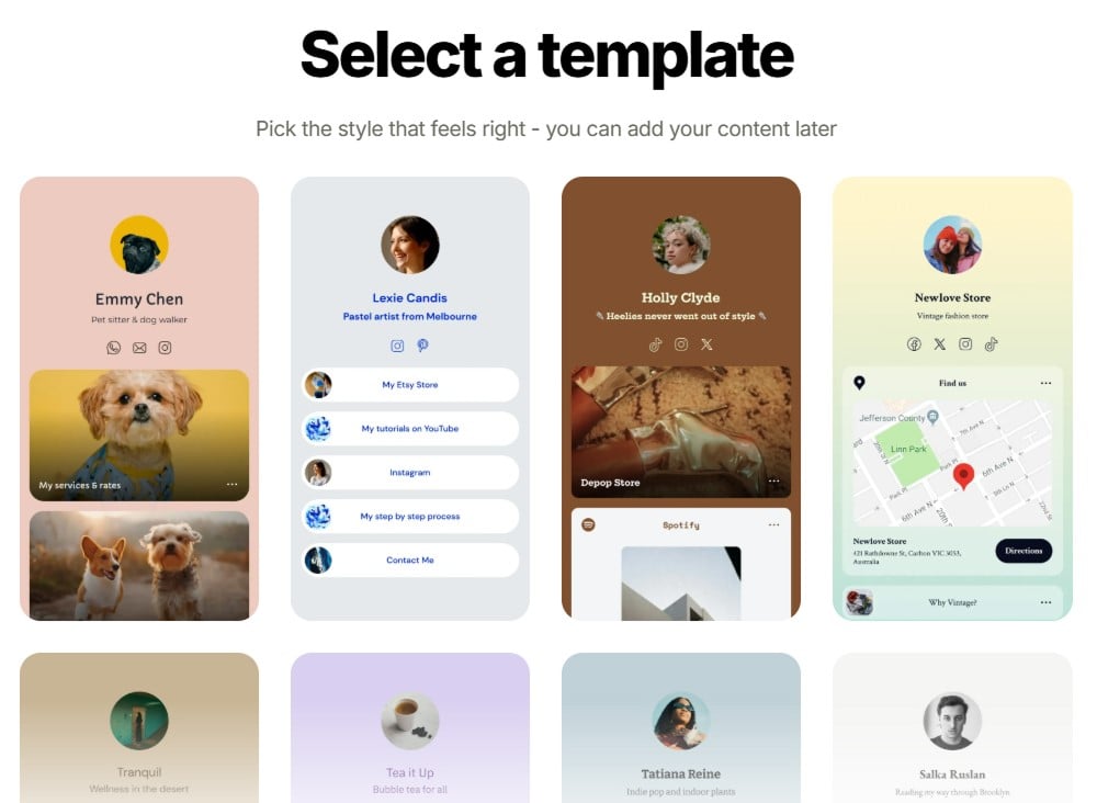 Linktree templates