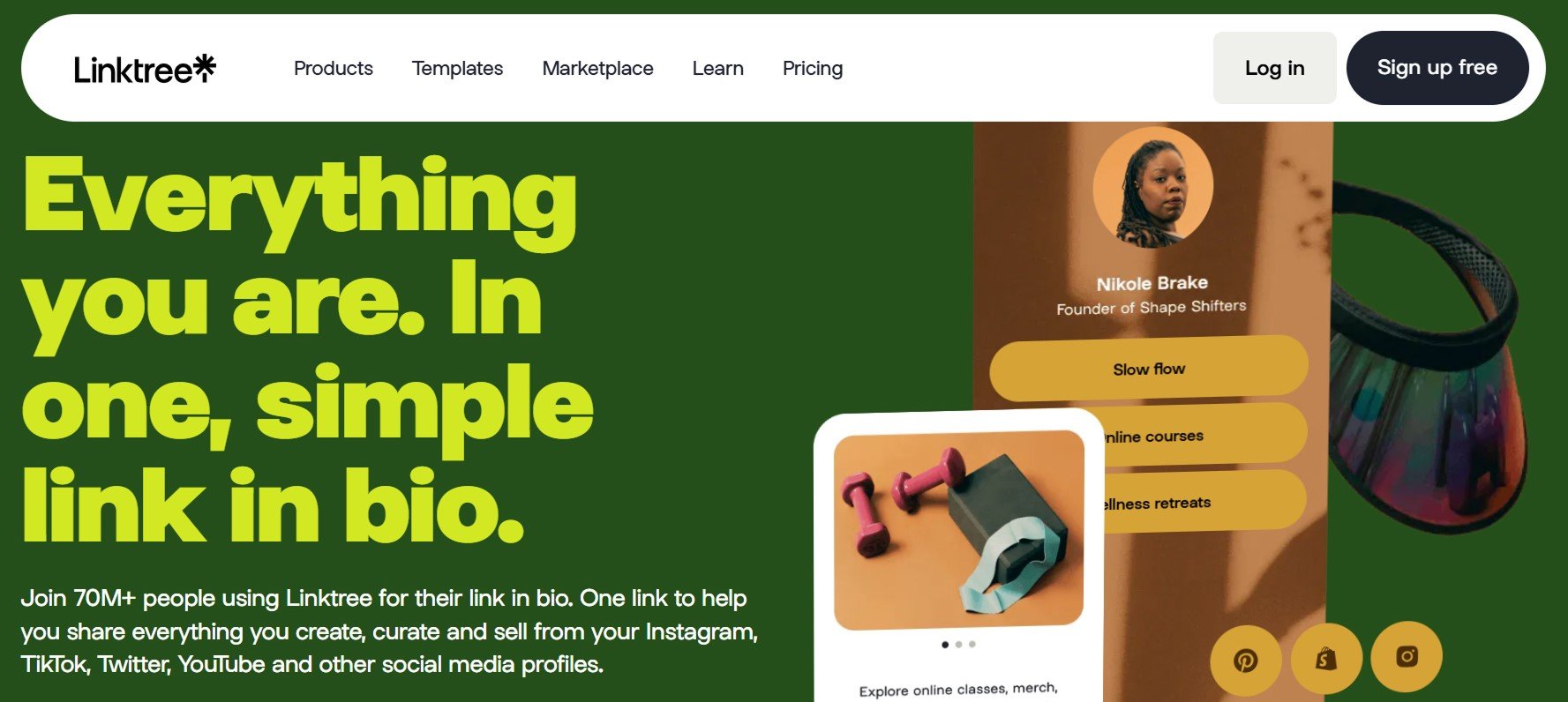 Linktree website home page