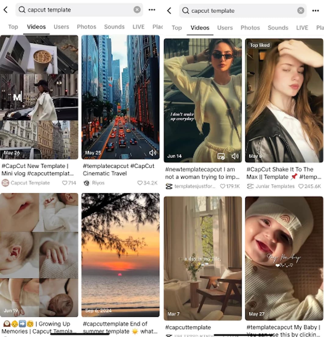 CapCut template mining