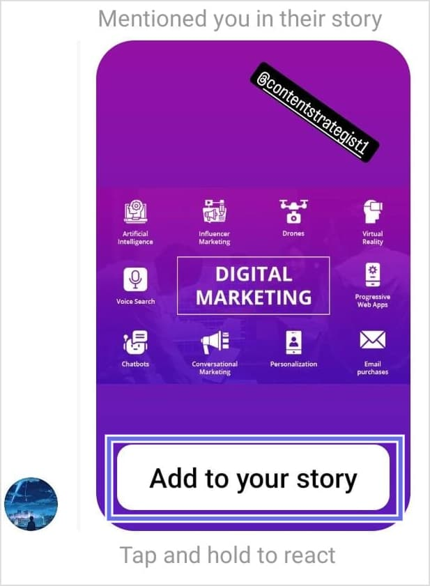 Select 'Add to your story'