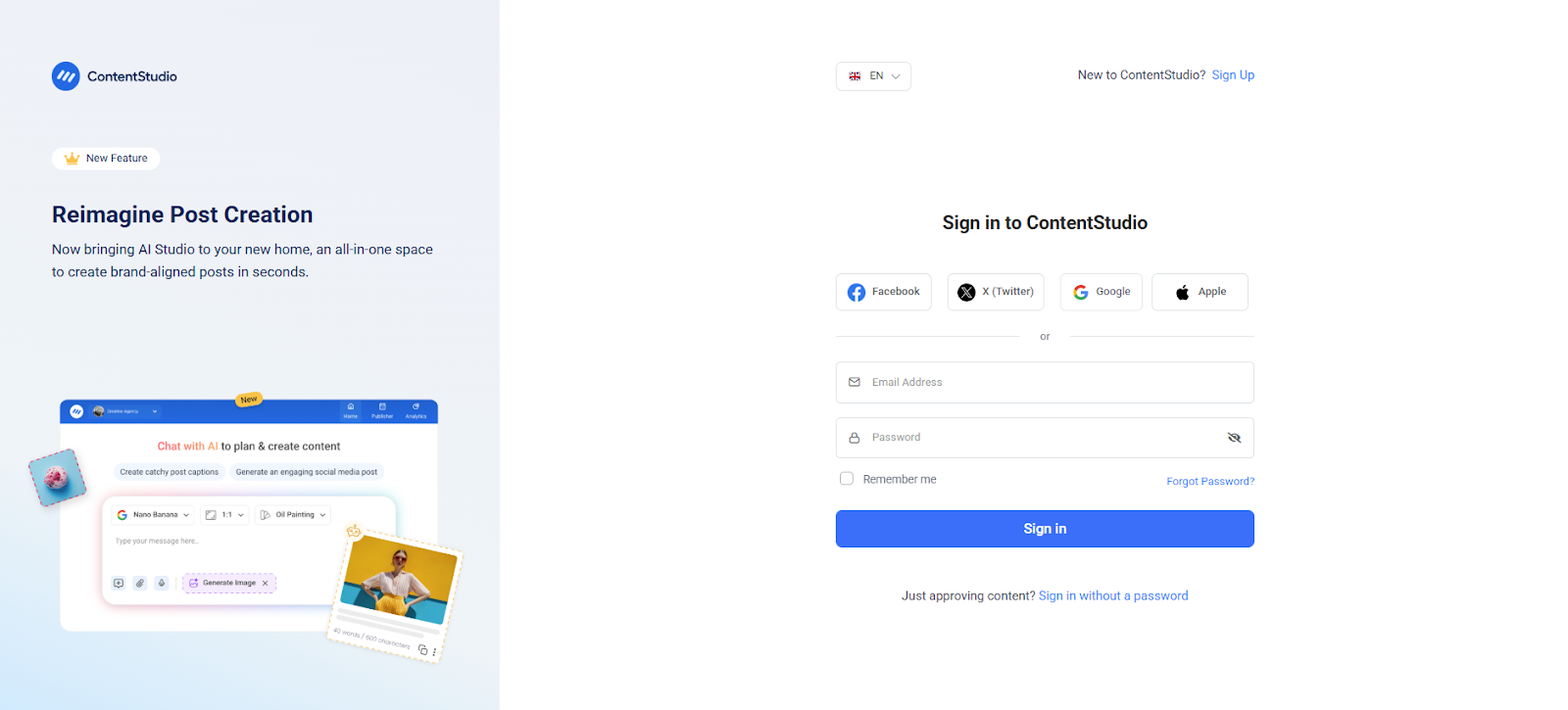 Snapshot of ContentStudio's dashboard