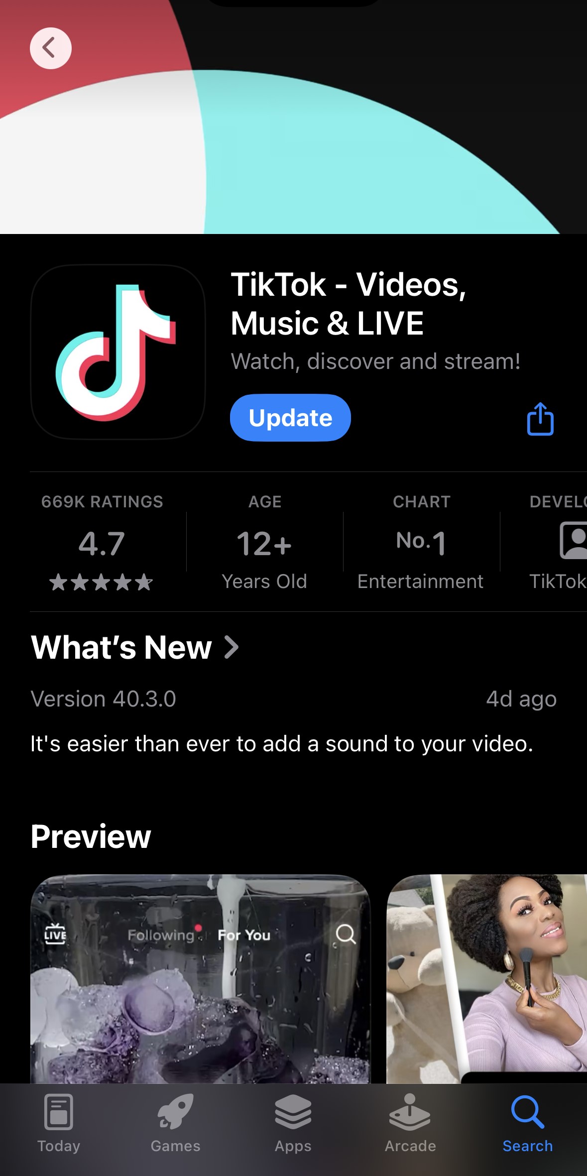Update the TikTok app