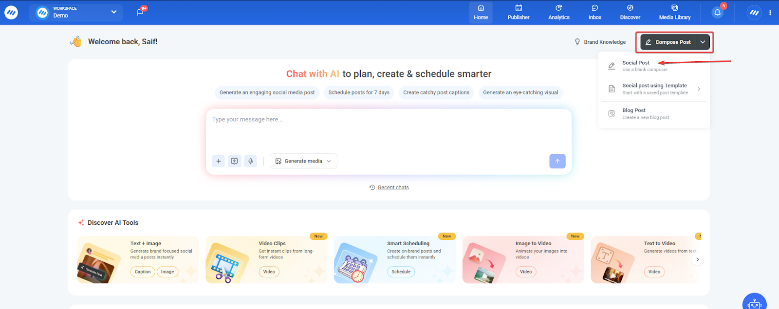 chat with AI to plan, create & schedule smarter
