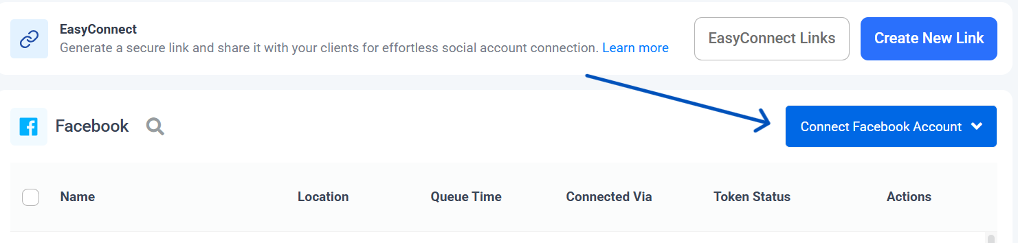 Connect Facebook account