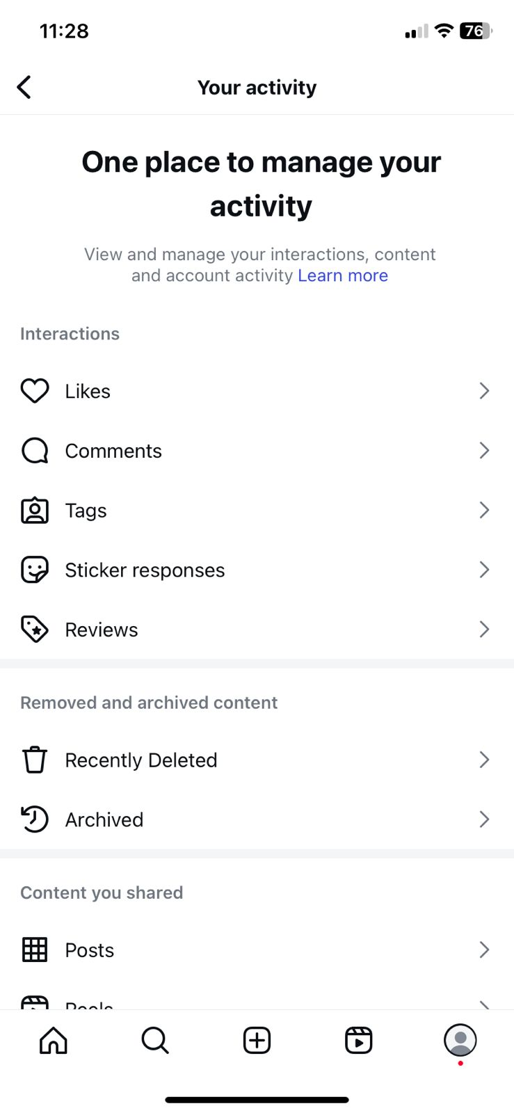 go to "Your activity" section