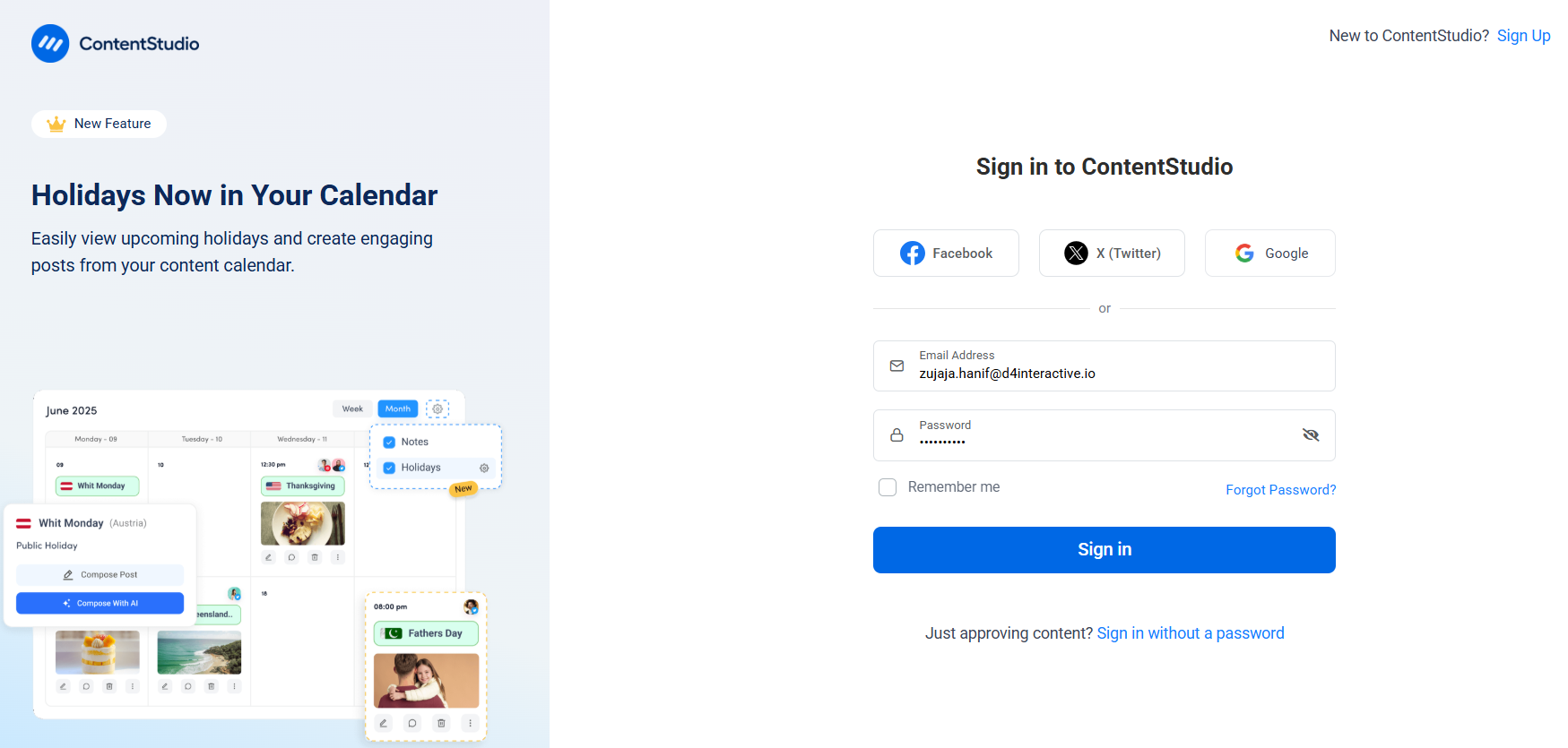 Log into your account