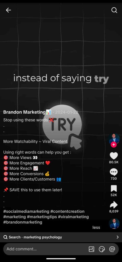 tiktok hashtags on videos
