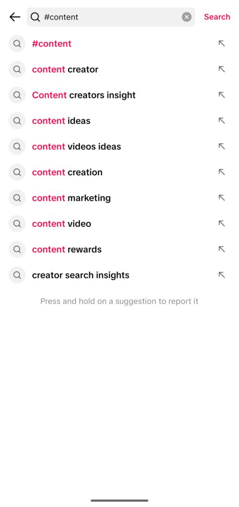 searching tiktok hashtags