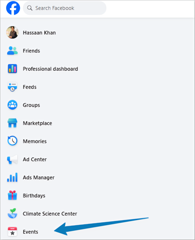 go to events section to get started
