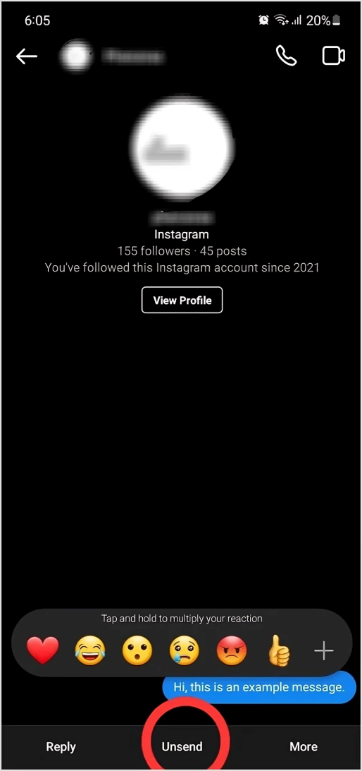 Unsend messages on Instagram