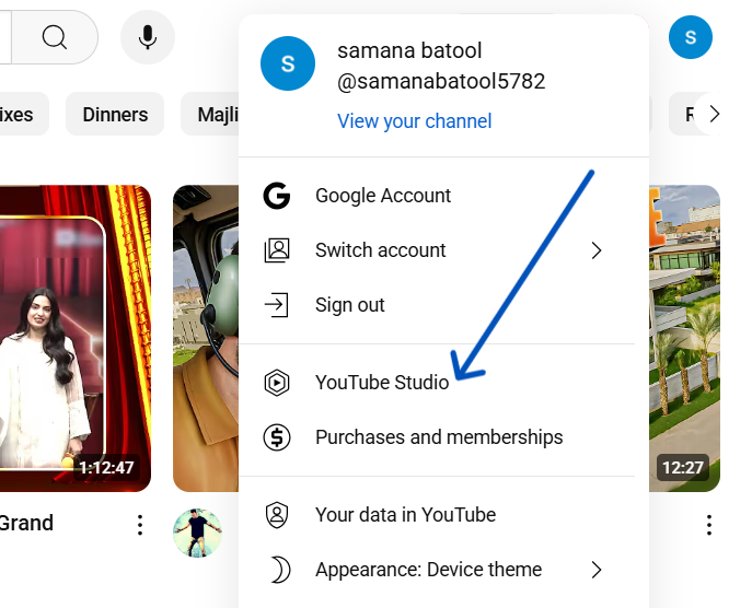 Access YouTube Studio