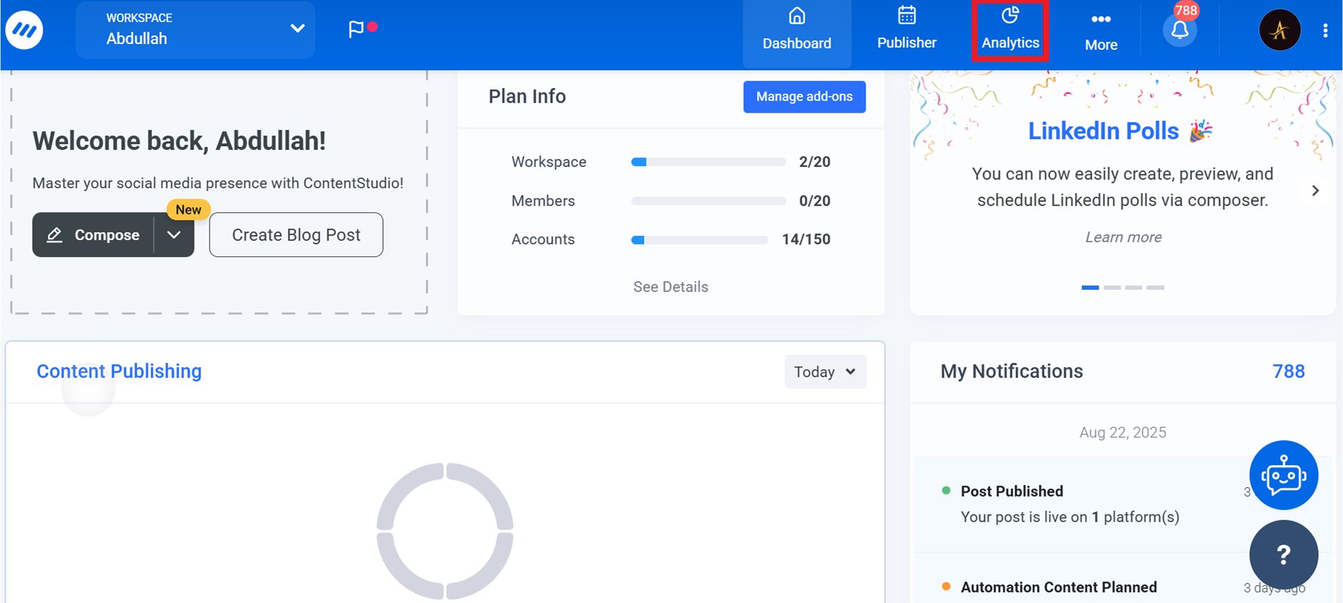 ContentStudio Analytics module