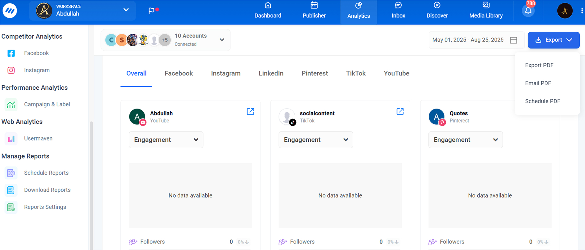 Export analytics report