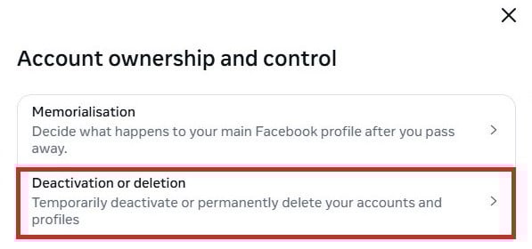 Account deactivation or deletion setting