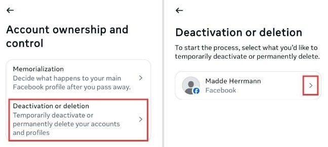 Facebook account deletion step 5-6