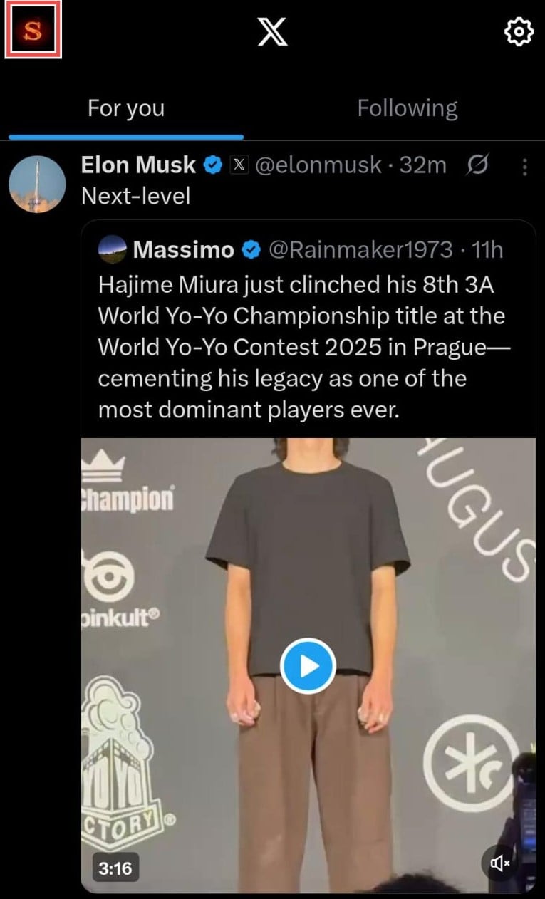 Twitter profile menu navigation