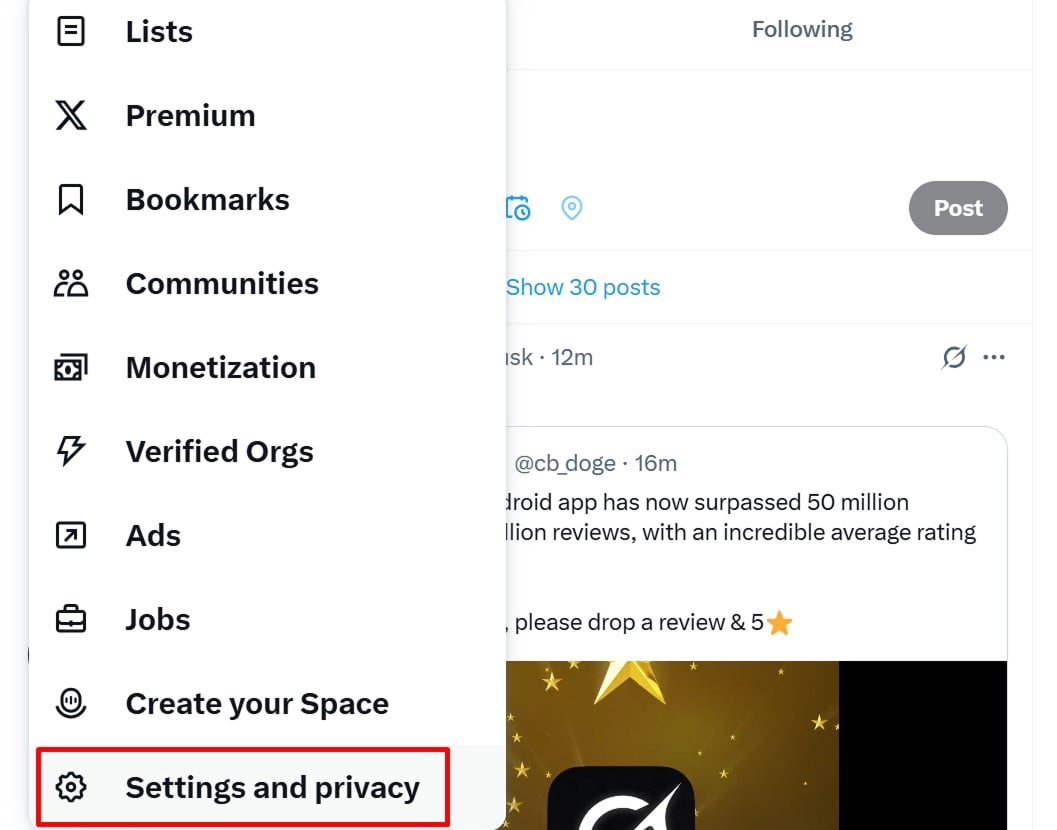 Twitter settings and privacy
