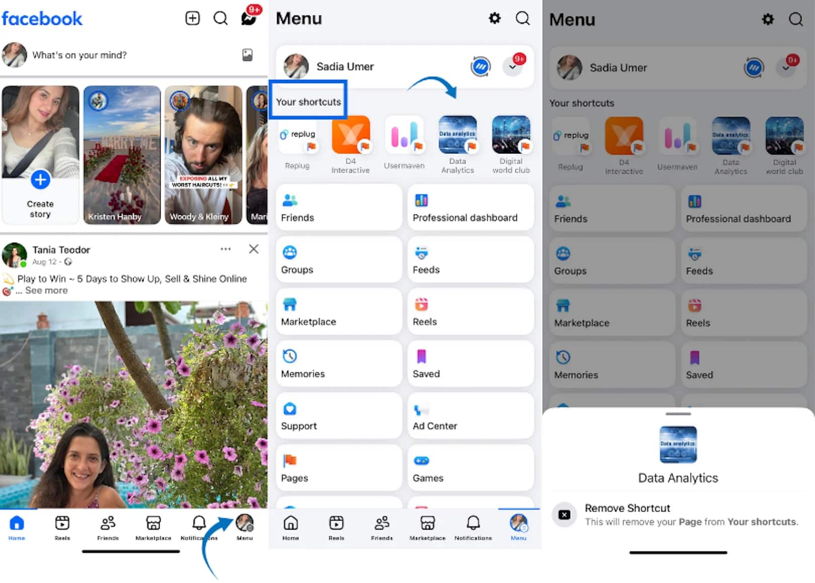 How to remove shortcuts from Facebook on iPhone (iOS)