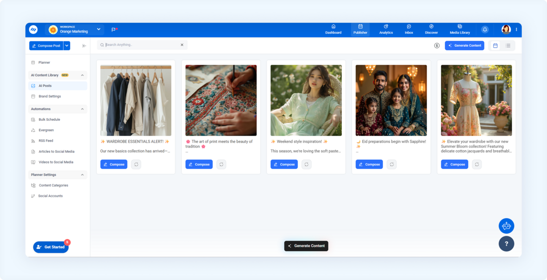 AI content library dashboard