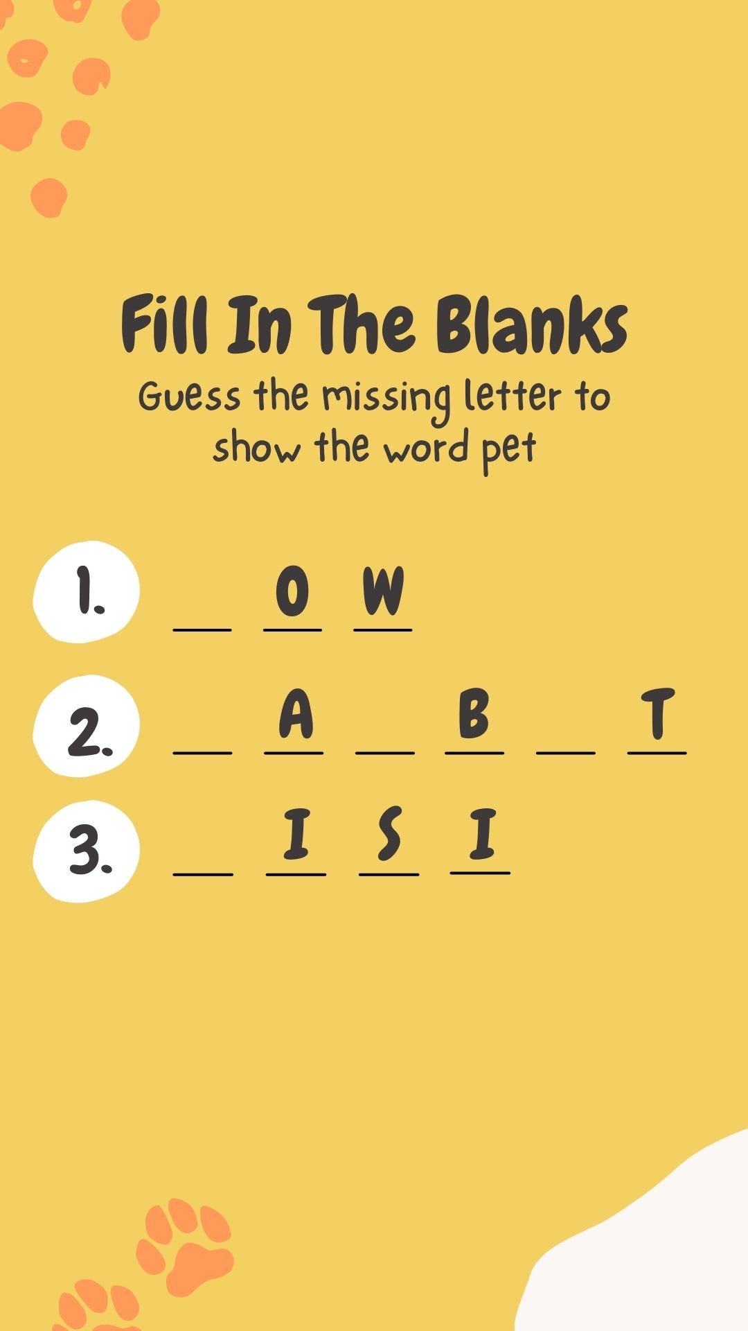 Fill in the blanks example