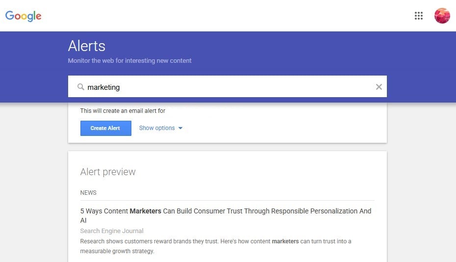 Google alerts