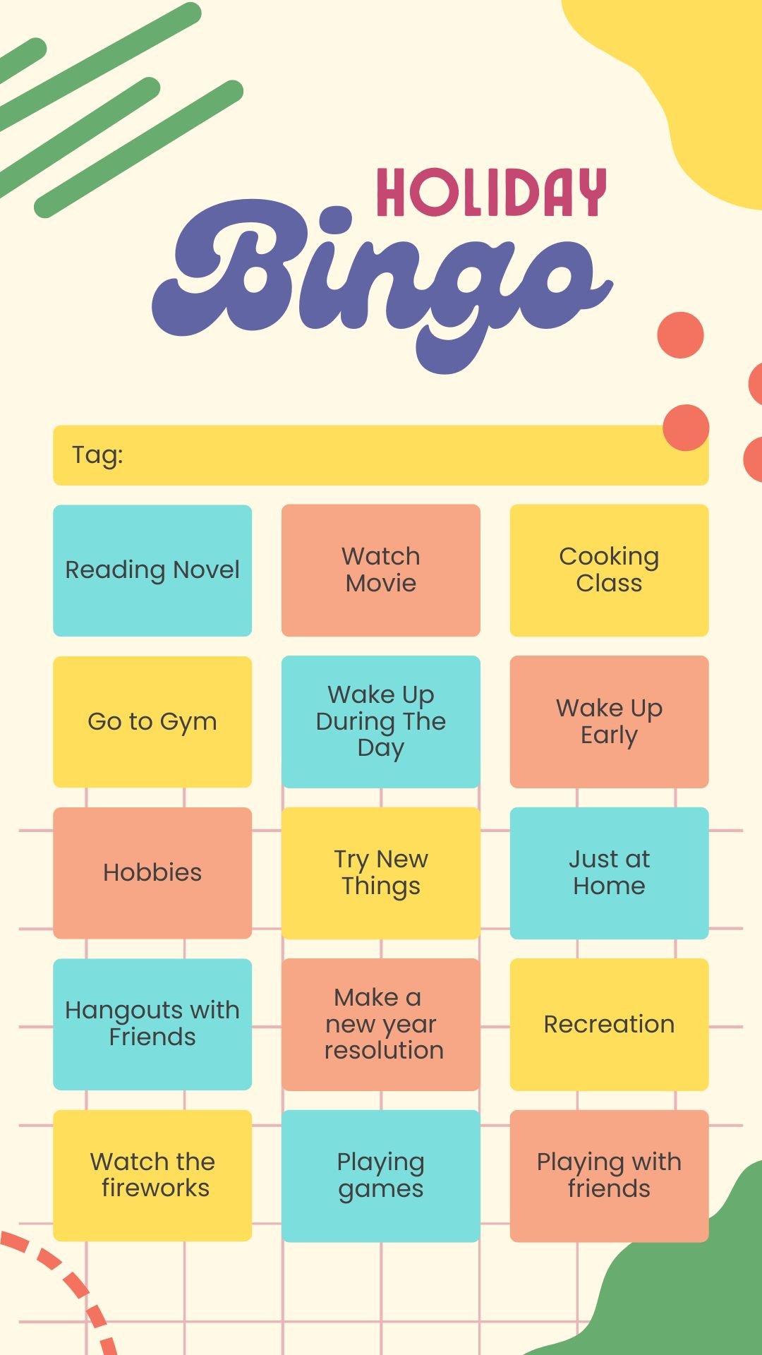 Instagram story bingo