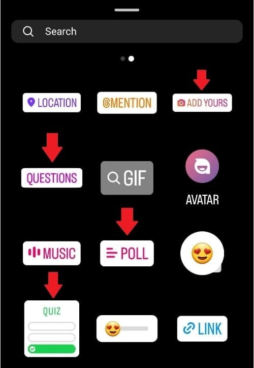 Instagram story stickers