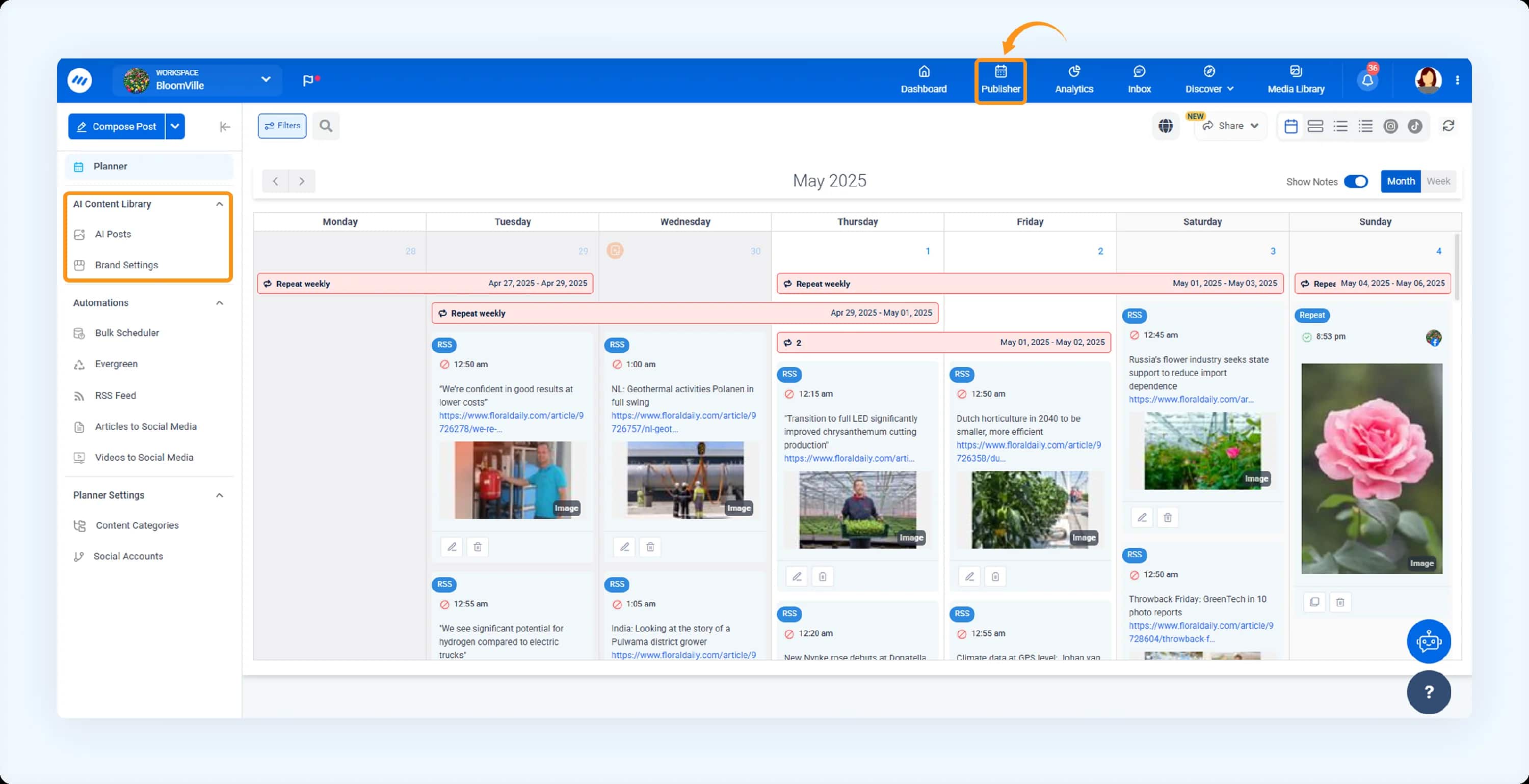 Navigate to AI content library