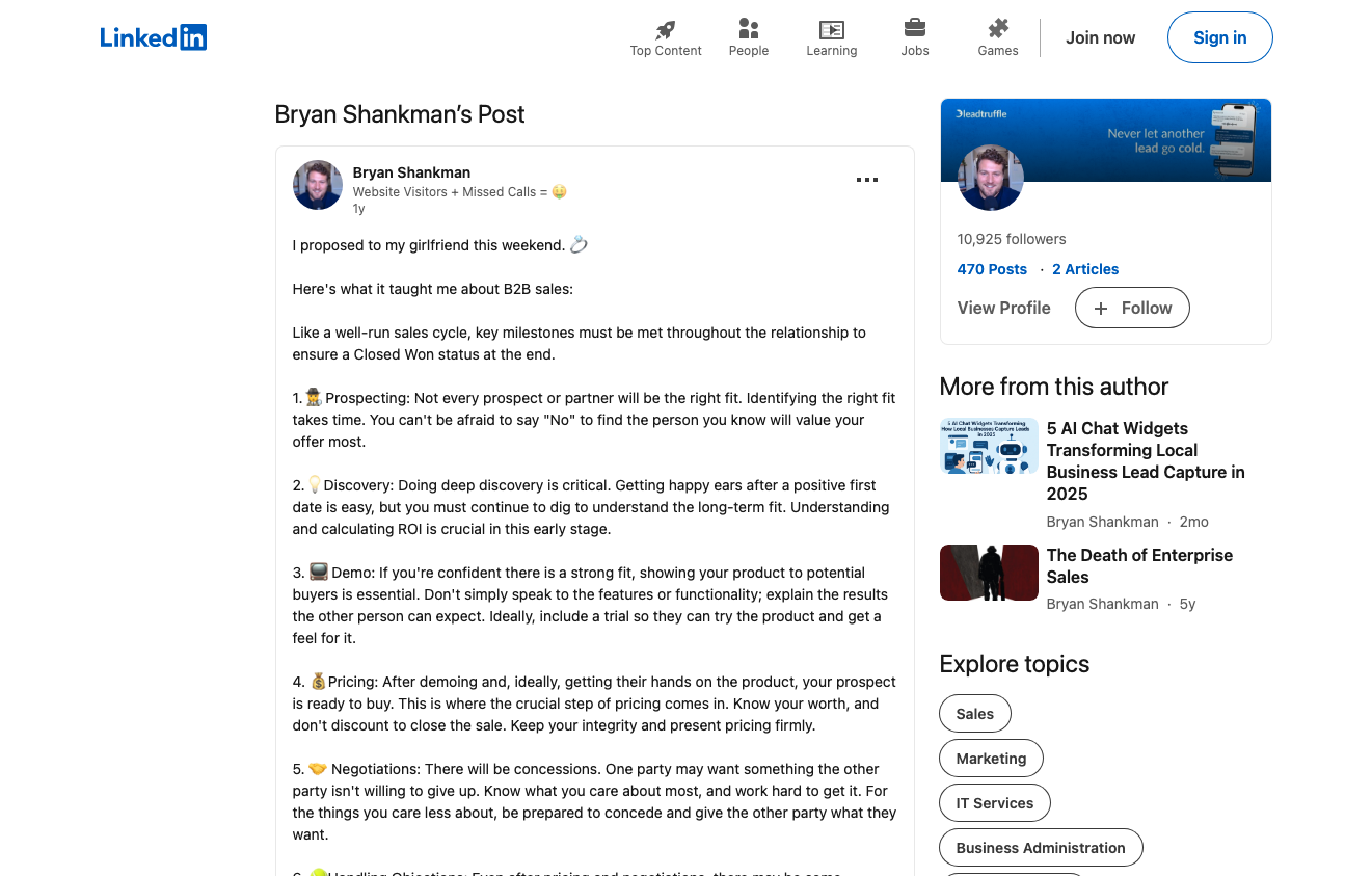 Viral Linkedin post