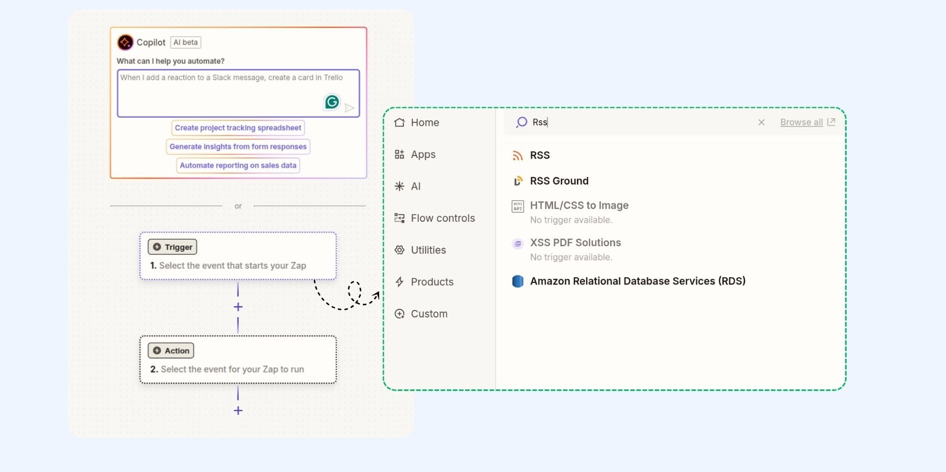 ContentStudio Zapier integration RSS feed workflow