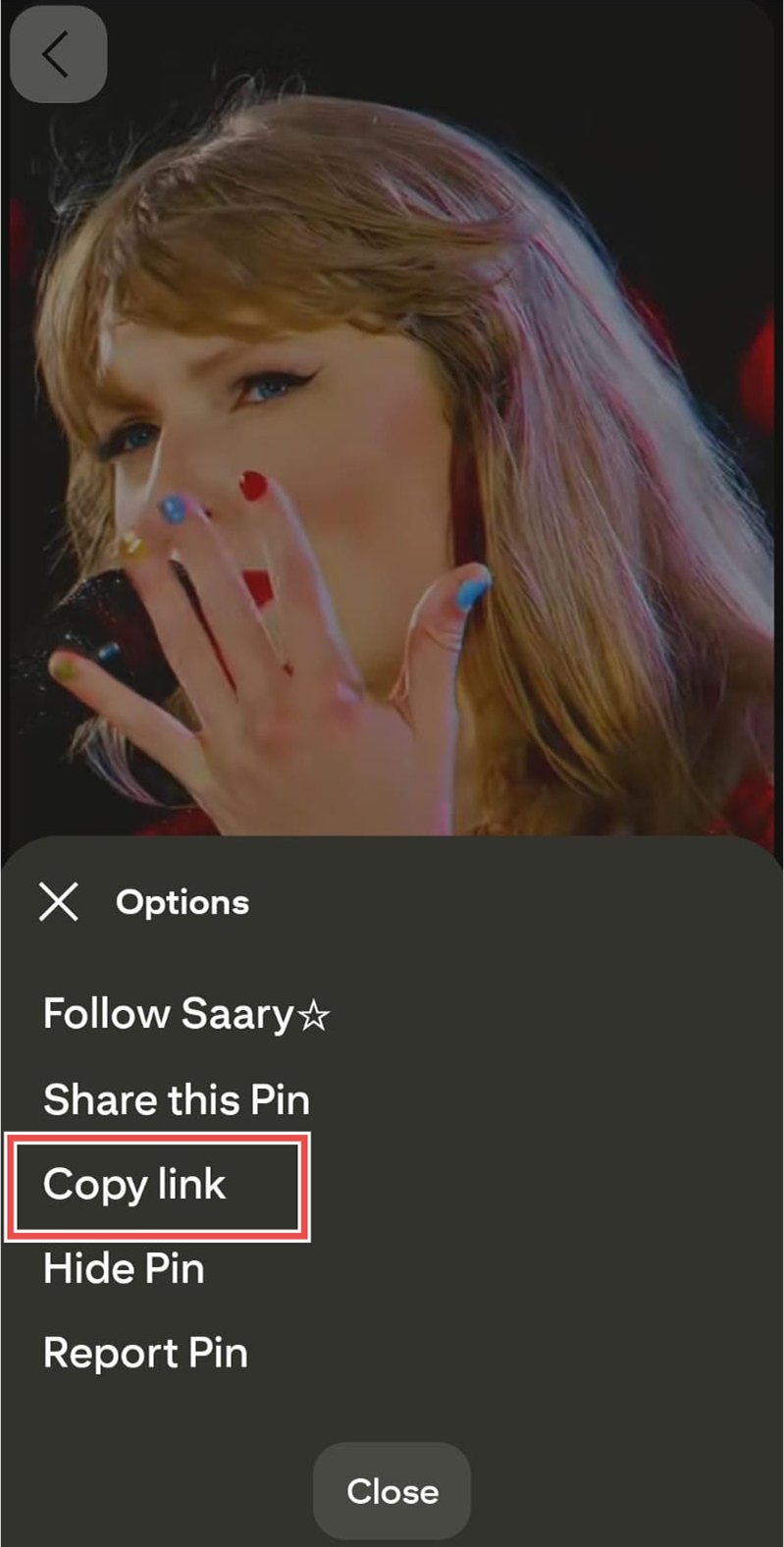 Copy Pin link on Android