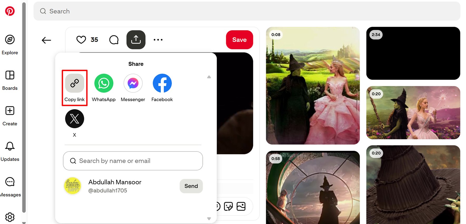 Copy Pinterest video link