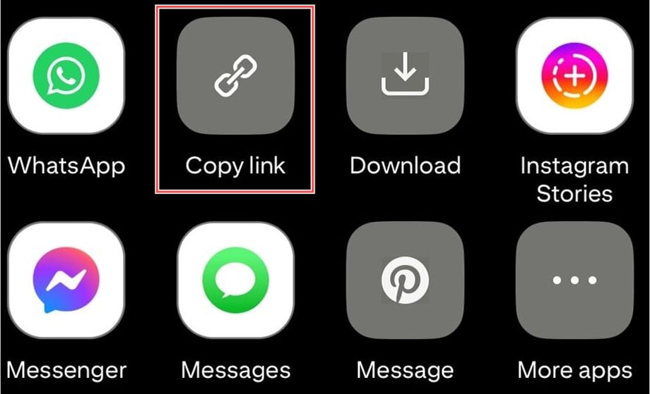 Copy link on Pinterest