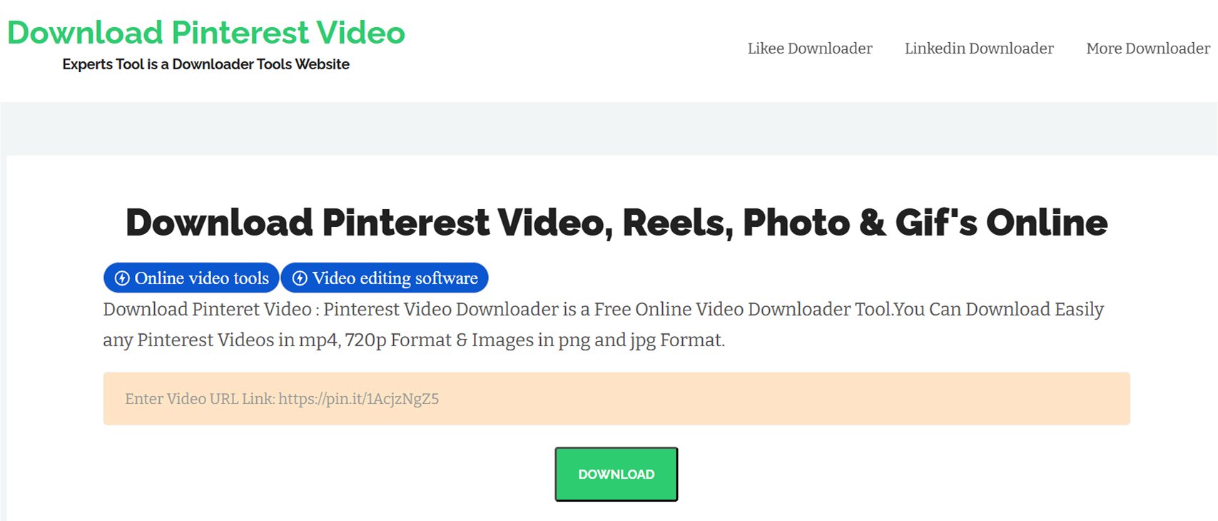 ExpertsTool Pinterest video downloader