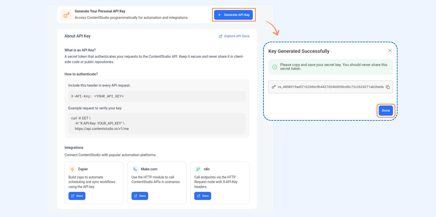 Generate your API key