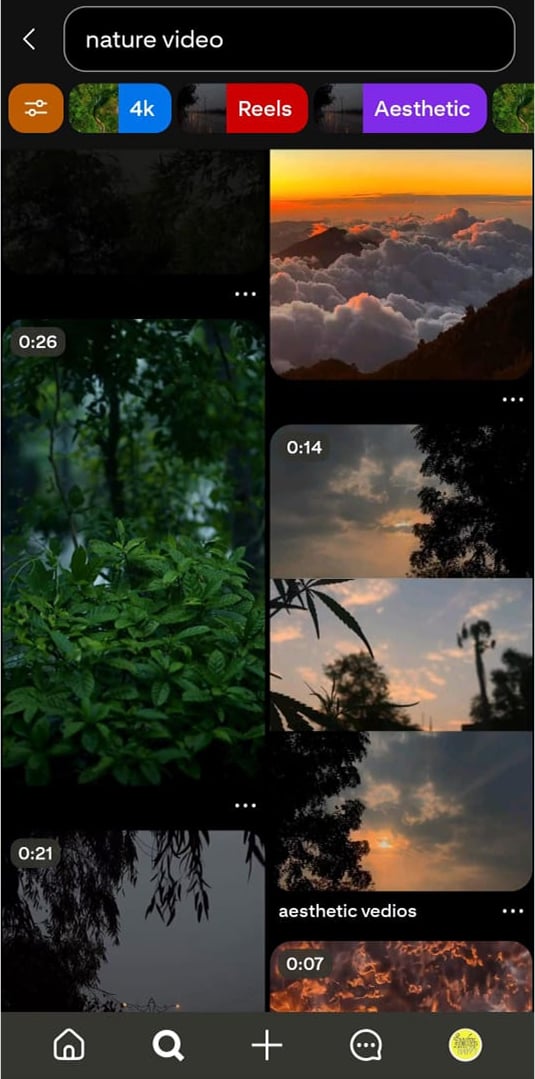 Search for a video on Pinterest