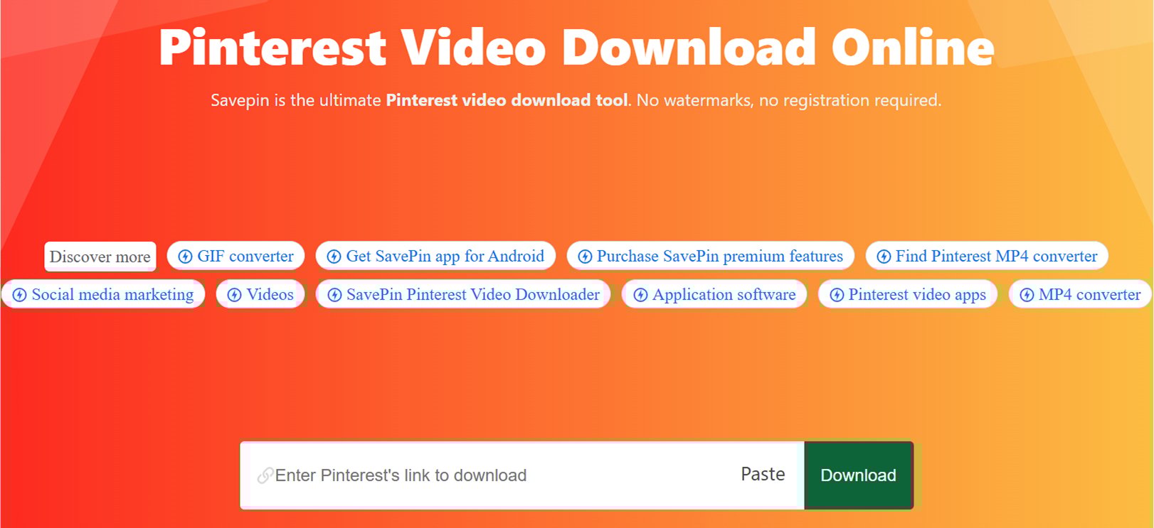 Open Pinterest video downloader tool