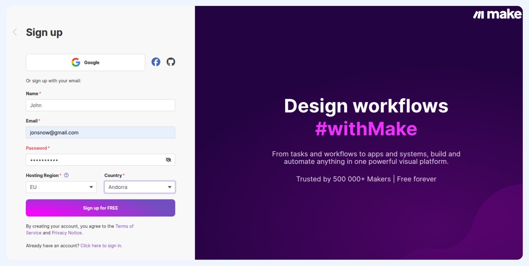 Set up your Make account