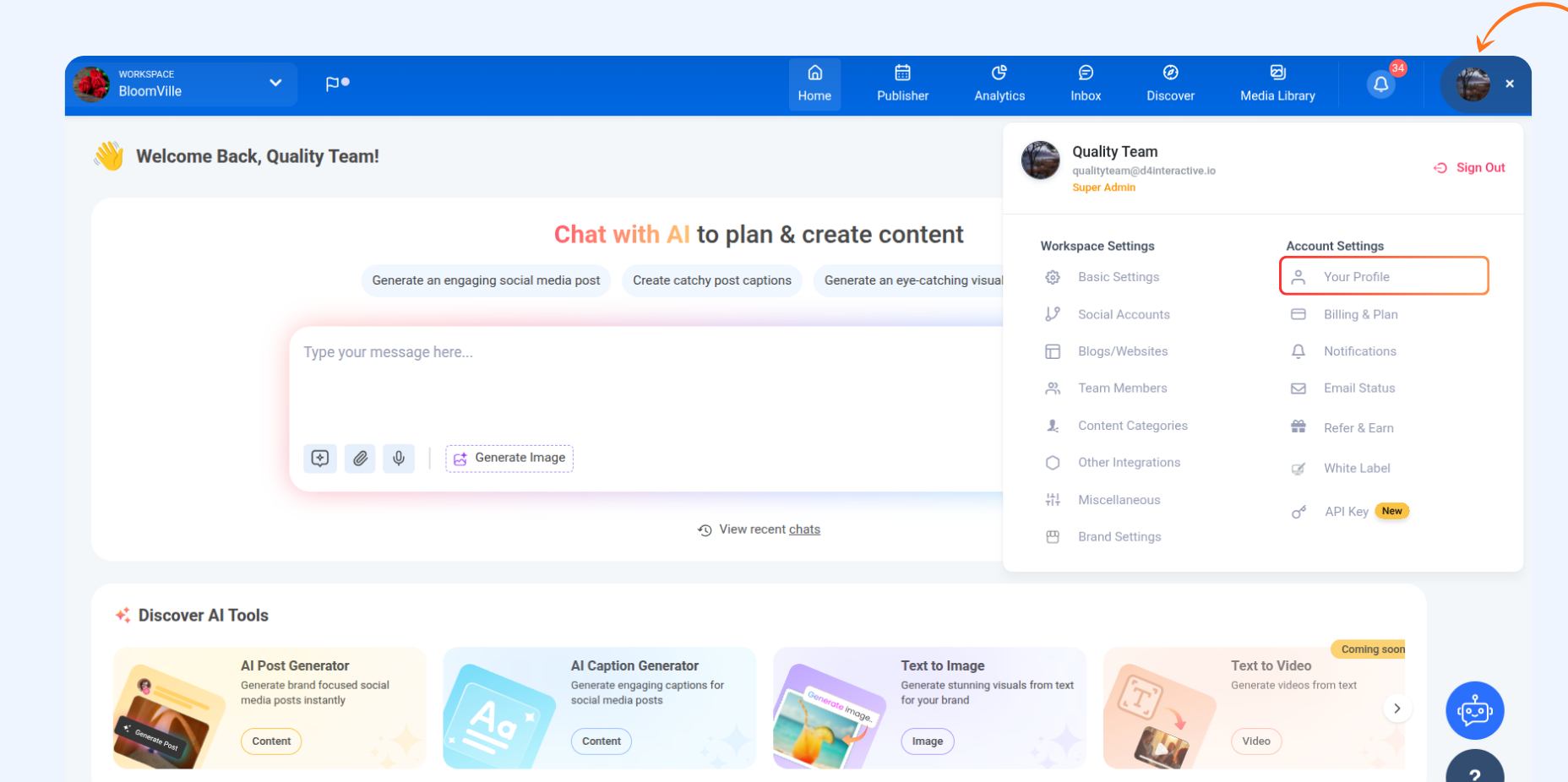 Changing language preferences in ContentStudio
