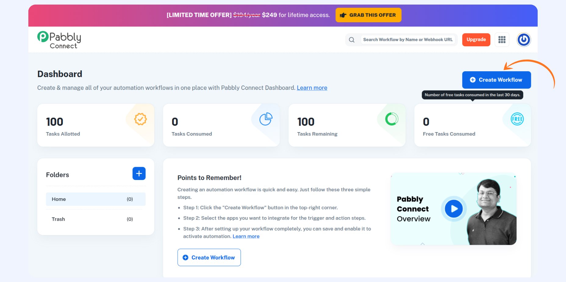 Create a new Pabbly Connect automation workflow