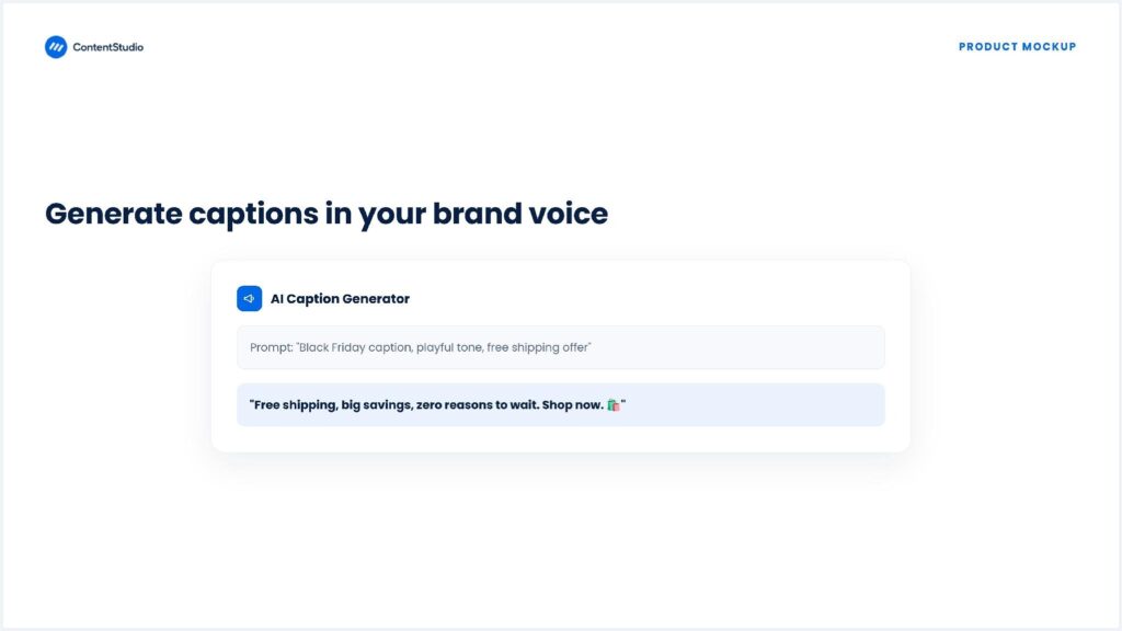 ContentStudio's AI caption generator