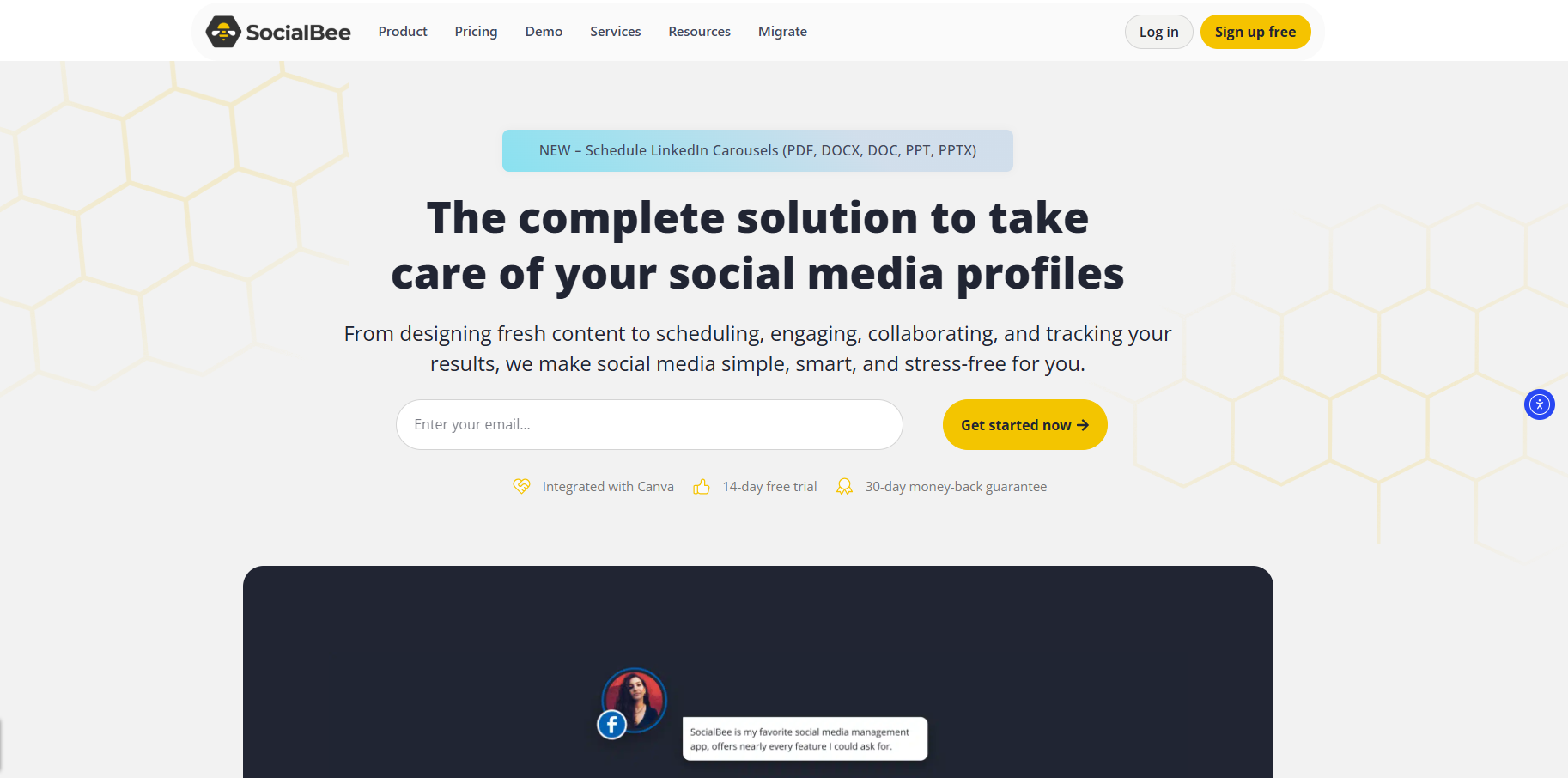 SocialBee homepage