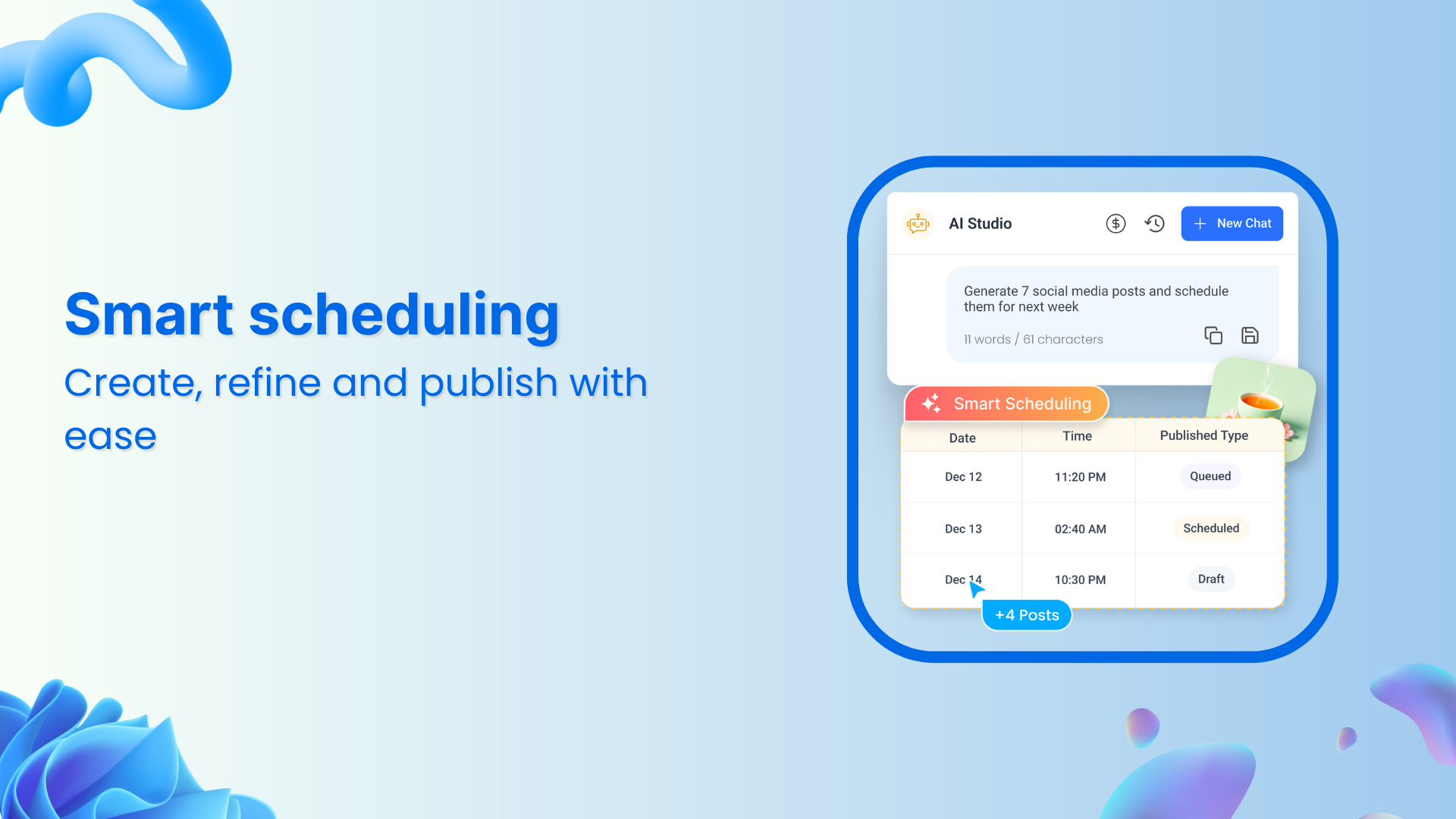 AI-powered smart scheduling: create, refine &amp; publish with ease