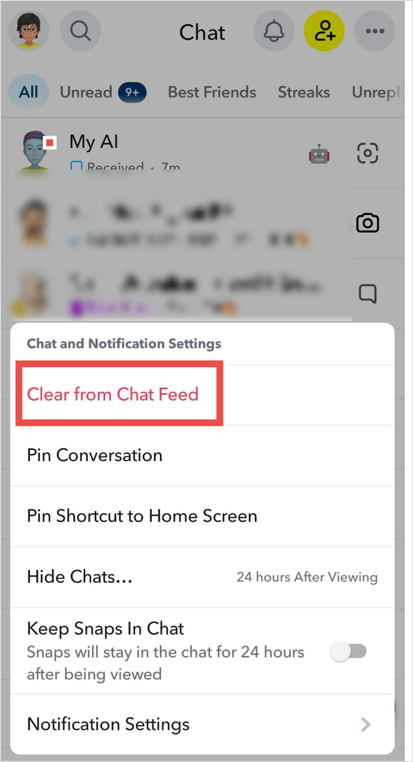 clear from chat feed