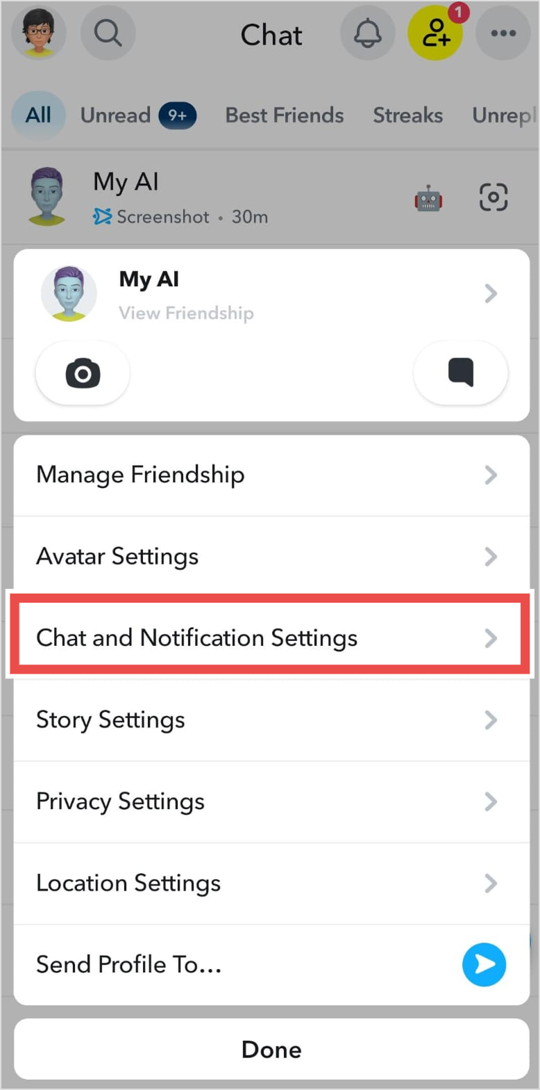 open chat and notification