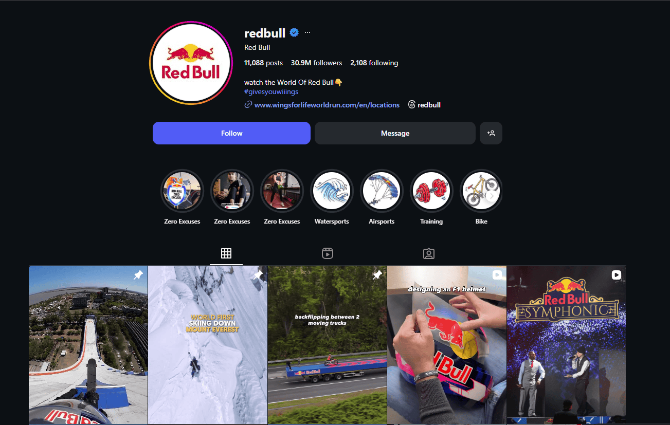 redbull social media