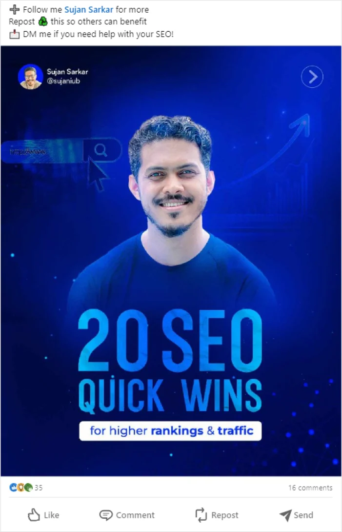 Use visuals and carousels strategically