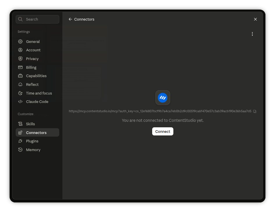 connect ContentStudio