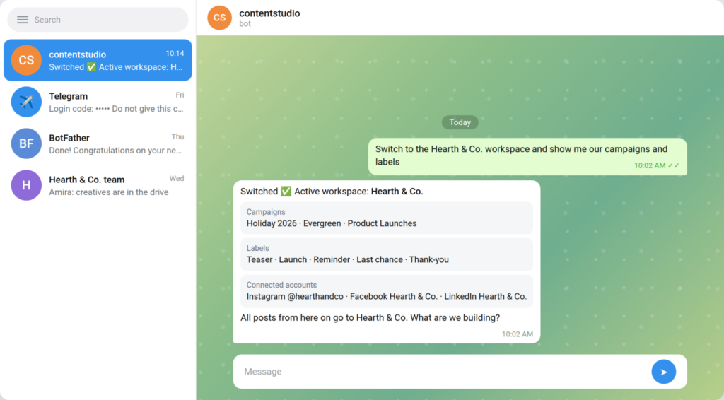 Lock in the workspace and campaign