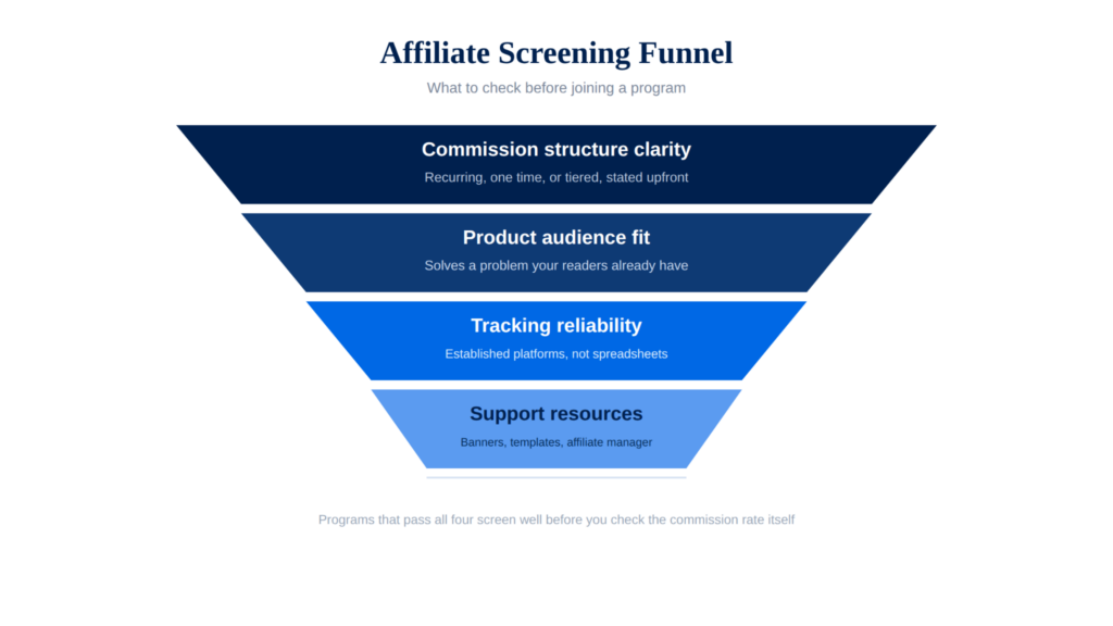 Affiliate screening funnel